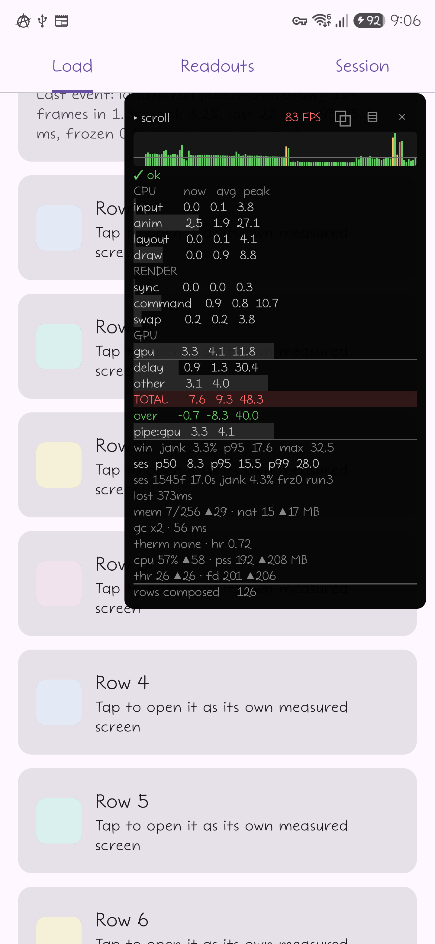 The panel over a scrolling list on an S25 Ultra